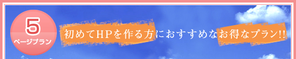 5ページプラン初めてHPを作る方におすすめなお得なプラン!!